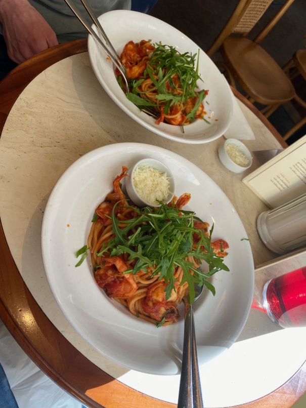 Tagesgericht: Spaghetti mit Garnelen